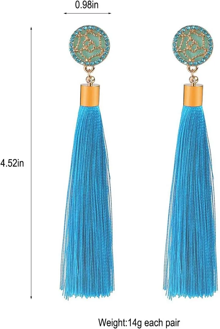 Zealmer Colorful Tassel Earrings For Women Bohemian Long Dangle Drop Statement Earrings Fashion Jewelry For Birthday Christmas Valentines Day Gift