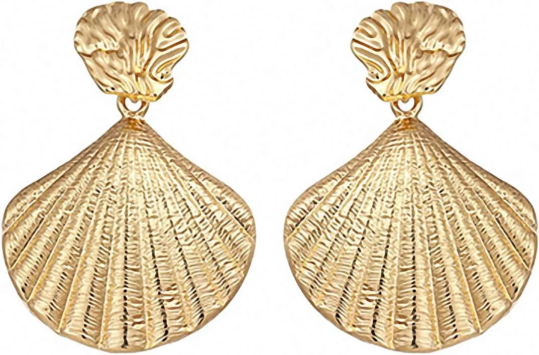 Zinc Alloy Shell Geometric Dangle Drop Earrings Gold Silver Brincos Women Party Earrings
