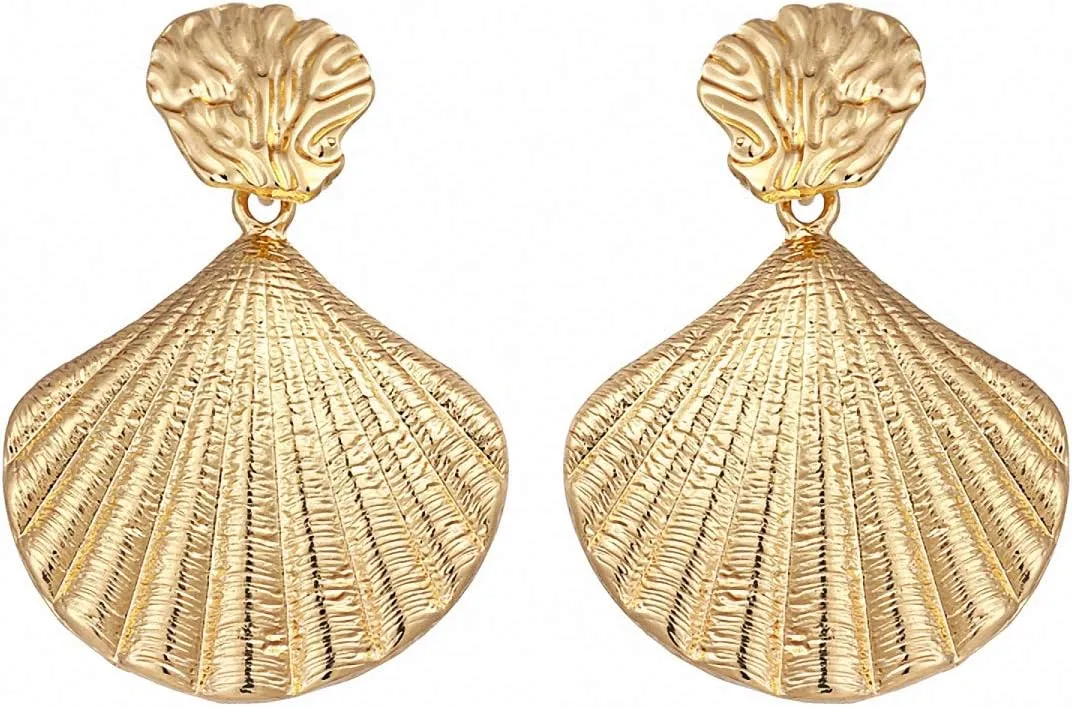 Zinc Alloy Shell Geometric Dangle Drop Earrings Gold Silver Brincos Women Party Earrings