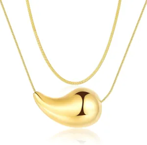 ZRU Layered Gold Drop Necklace for Women, Stackable Teardrop Hypoallergenic 14k Gold Plated Blade Chain Choker Pendant Necklaces Trendy Jewelry Gifts